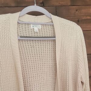 Cream Open-Front Knit Cardigan